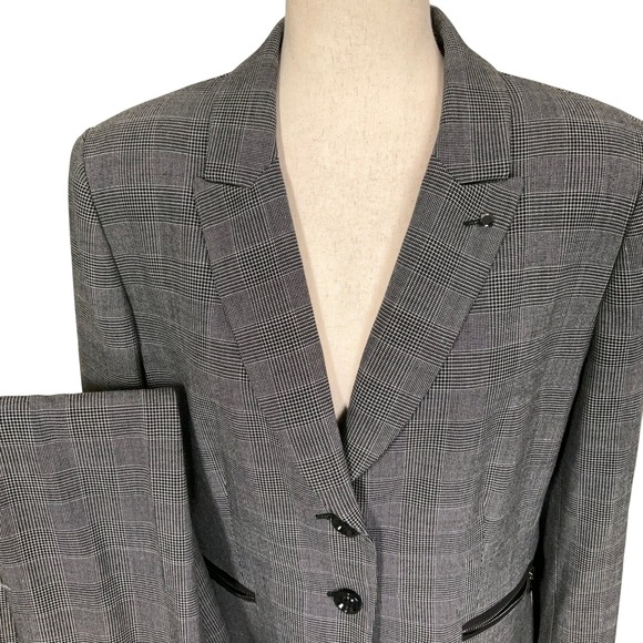 Tahari Arthur S. Levine Pants - Tahari Pant Suit Women 16 Gray Glen Plaid Classic Power Suit Office Corporate